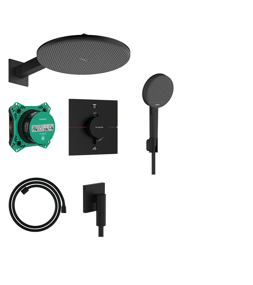Душова система hansgrohe Raindance Alive S 300 1jet, 24630670 чорний матовий - зображення