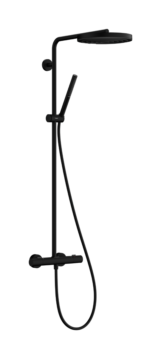Душова система hansgrohe Pulsify S Puro Showerpipe 260 1jet з термостатом EcoSmart 24223670 чорний матовий - зображення