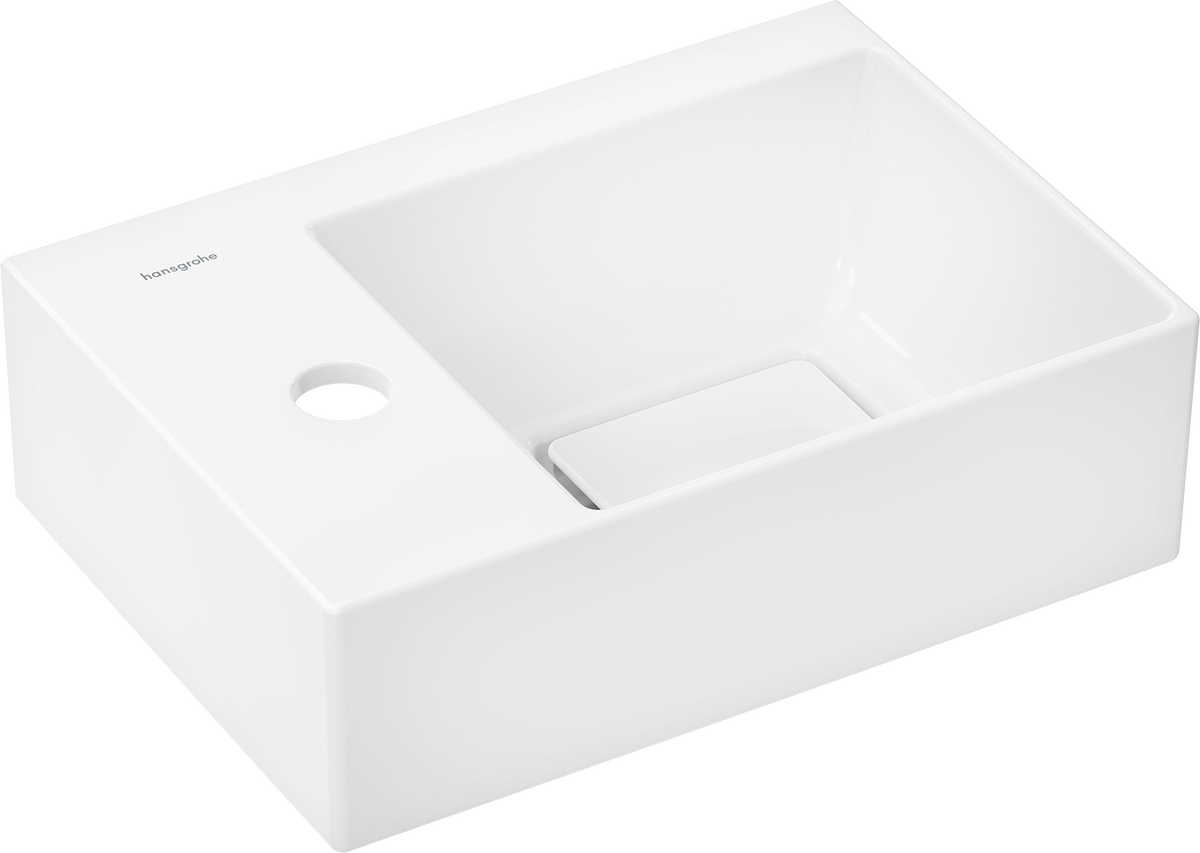 Умывальник 360/250 hansgrohe Xevolos E с отверстием слева, без перелива, SmartClean 61087450 - изображение