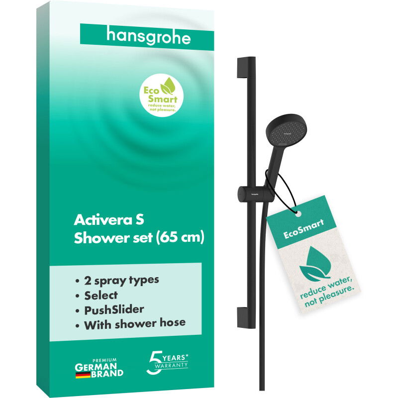 Душовий набір hansgrohe Activera Select S 2jet EcoSmart, 28044670 зі стійкою 65 см, чорний матовий - зображення