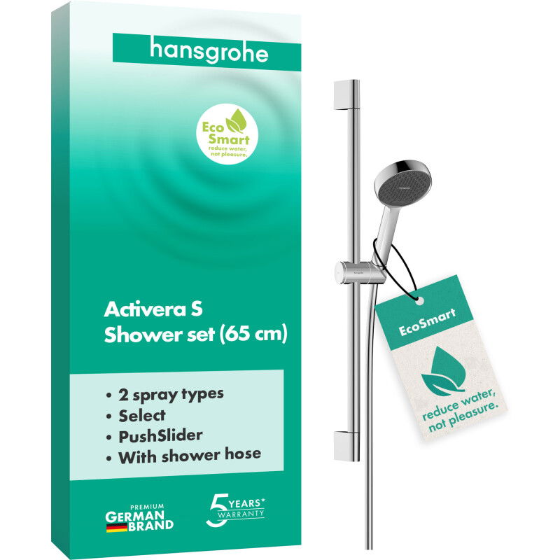 Душовий набір hansgrohe Activera Select S 2jet EcoSmart, 28044000 зі стійкою 65 см, хром - зображення