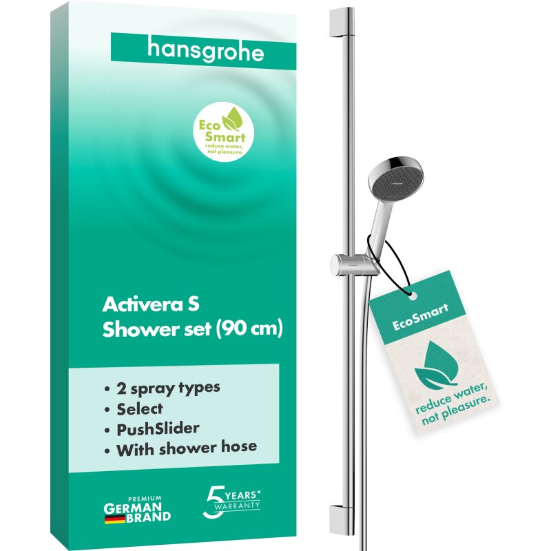 Душовий набір hansgrohe Activera Select S 2jet EcoSmart, 28046000 зі стійкою 90 см, хром - зображення
