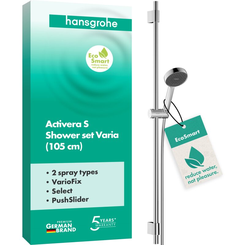 Душовий набір hansgrohe Activera Select S 2jet EcoSmart, 28050000 зі стійкою 105 см, хром - зображення