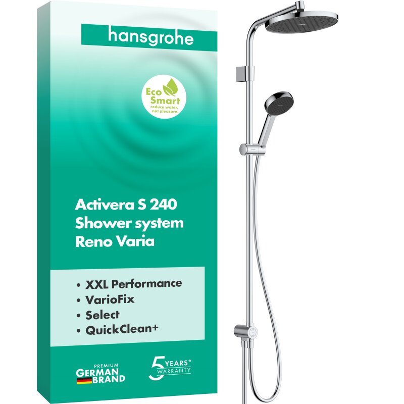 Душова система hansgrohe Activera S 240 1jet EcoSmart Reno Varia 28074000, хром - зображення