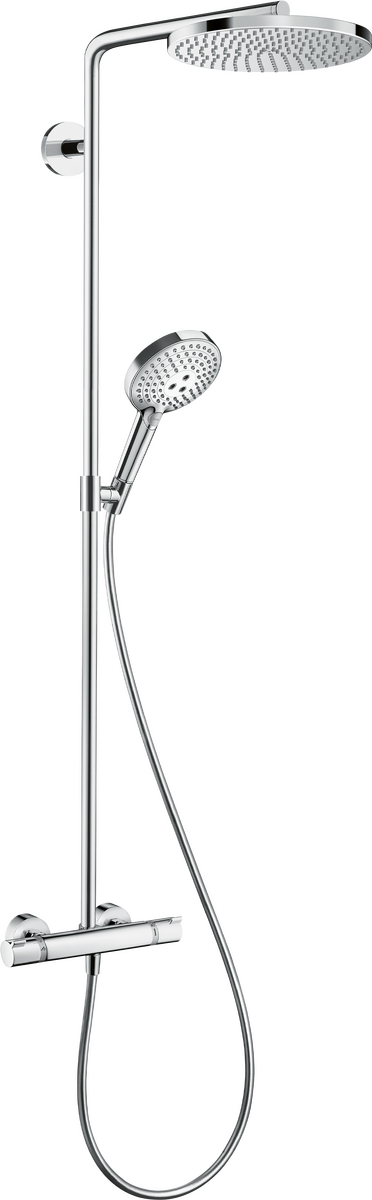 Душова система hansgrohe Raindance S 240 1jet PowderRain EcoSmart+ з термостатом, 28825000 хром - зображення