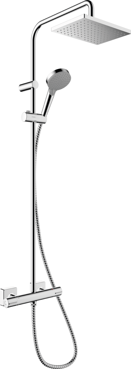 Душова система hansgrohe Vernis Shape Showerpipe 230 1jet EcoSmart з термостатом 26097000 хром - зображення