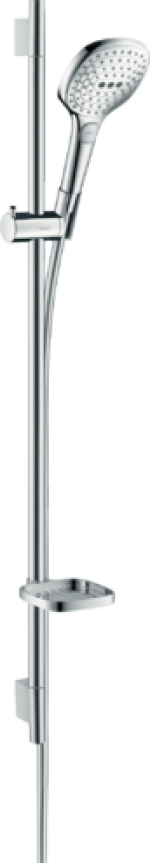 Душевой набор hansgrohe Raindance Select E 120 3jet EcoSmart с душевой лейкой и мыльницей 26623400 белый/хром