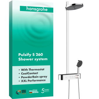 Душевая система hansgrohe Pulsify Showerpipe 260 2jet с термостатом 24240000 хром - изображение