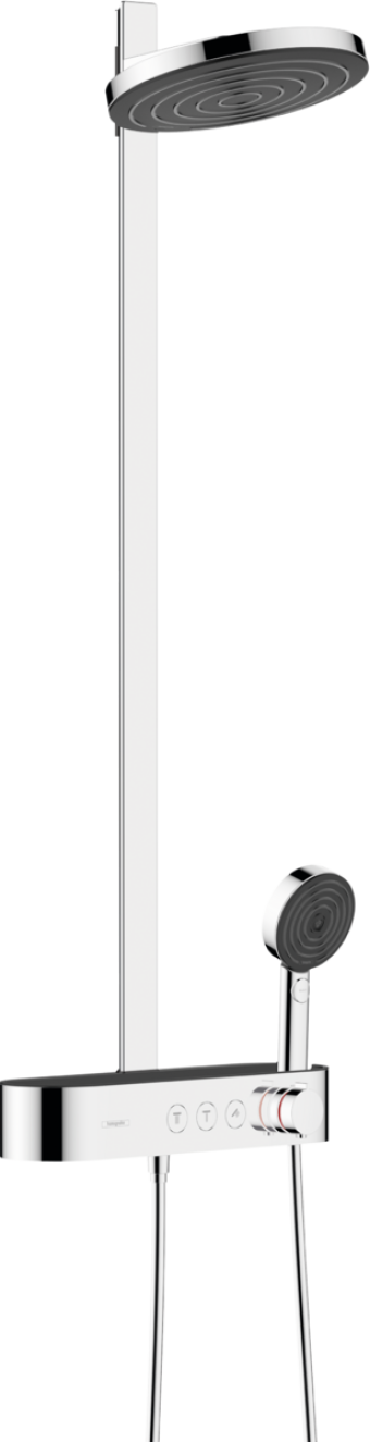Душевая система hansgrohe Pulsify Showerpipe 260 2jet EcoSmart с термостатом 24241000 хром - изображение