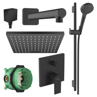 Душевая система hansgrohe Vernis Shape 20230004 (71468670, 01800180, 26423670, 26455670, 26283670, 26405670) черный матовый - изображение