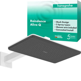 Верхній душ Raindance Alive Q 210/340 2jet з тримачем, 24550700 білий матовий - зображення