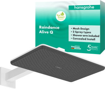 Верхній душ Raindance Alive Q 210/340 2jet EcoSmart з тримачем, 24551700 білий матовий - зображення
