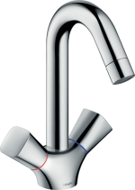Смеситель hansgrohe Logis для раковины с двумя рукоятками и сливным гарнитуром, хром 71222000