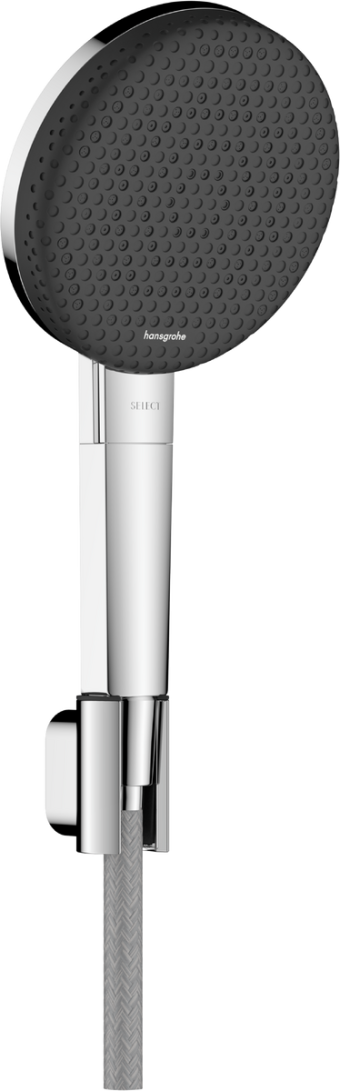 Душевой набор hansgrohe Raindance Alive Select S 3jet EcoSmart 24611000, с держателем и шлангом 1,6 м, хром - изображение