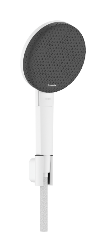 Душевой набор hansgrohe Raindance Alive Select S 3jet EcoSmart 24611700, с держателем и шлангом 1,6 м, белый матовый - изображение
