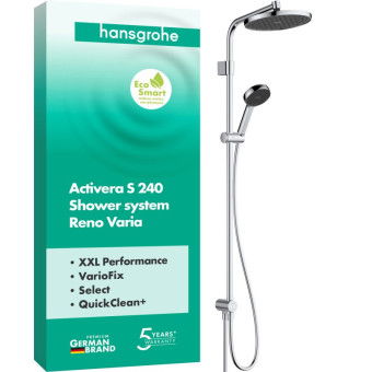 Душевая система hansgrohe Activera S 240 1jet EcoSmart Reno Varia 28074000, хром - изображение