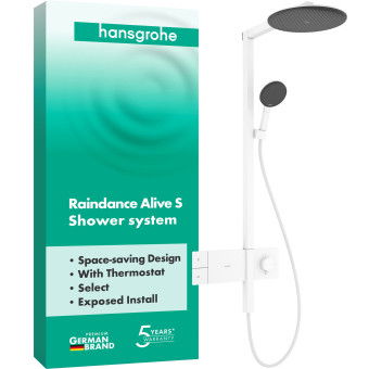 Душевая система hansgrohe Raindance Alive S 300 1jet EcoSmart с ShowerSelect Comfort, 24583700 белый матовый - изображение
