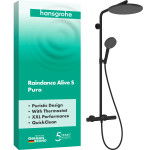 Душова система hansgrohe Raindance Alive S Puro 300 1jet 24592670, з термостатом Ecostat Element, чорний матовий