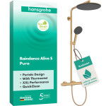 Душевая система hansgrohe Raindance Alive S Puro 300 1jet EcoSmart 24593140, с термостатом Ecostat Element, бронза