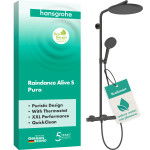 Душевая система hansgrohe Raindance Alive S Puro 300 1jet EcoSmart 24593340, с термостатом Ecostat Element, черный матовый хром