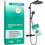 Душевая система hansgrohe Raindance Alive S Puro 300 1jet EcoSmart 24593670, с термостатом Ecostat Element, черный матовый