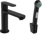 Змішувач hansgrohe Rebris S для раковини з гігієнічним душем 72215670 чорний матовий